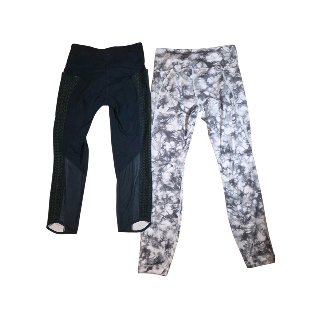 Athleta Leggings Lot Of 2 Cropped Gray And Teal S
